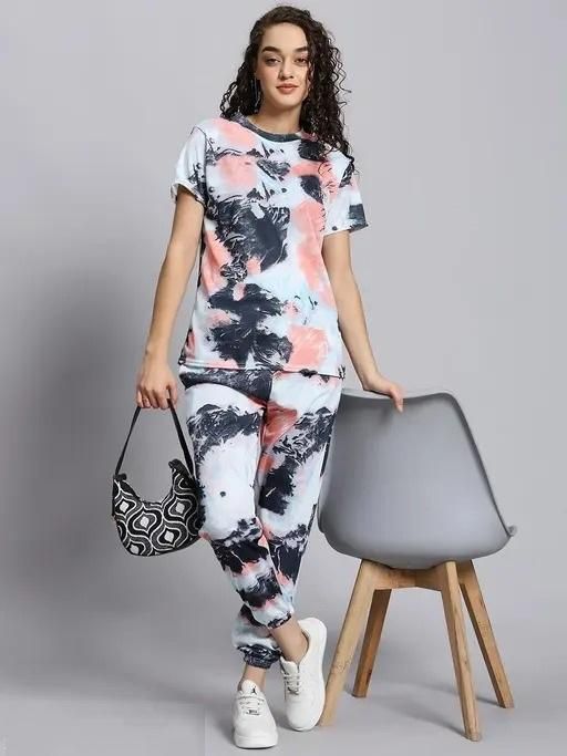 Women's Casual Tie Dye Print Night Suit